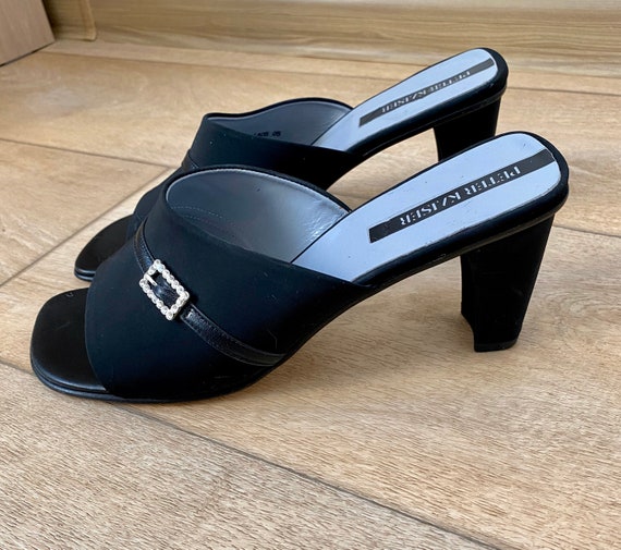 Peter Kaiser Black Nylon Mules, New Mules, Black M