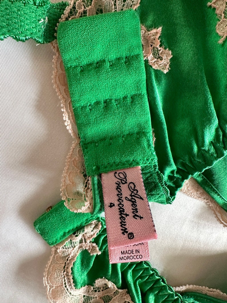 Agent Provocateur Silk Green Garter Belt Etsy