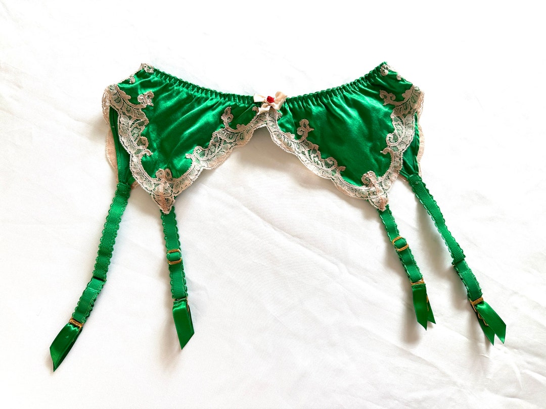 Agent Provocateur Silk Green Garter Belt Etsy