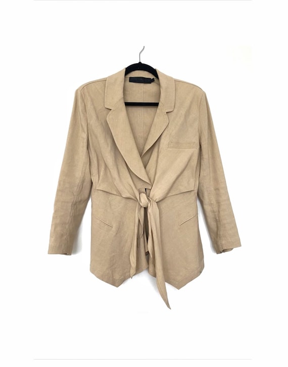 Donna Karan Light Sand Color Linen Jacket Blazer,