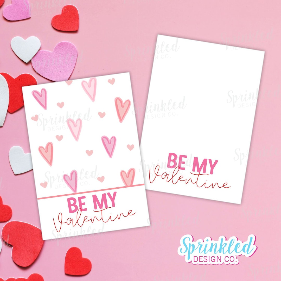 Be My Valentine Printable Cookie Card Bundle I 3.5"x5.0" I Valentine
