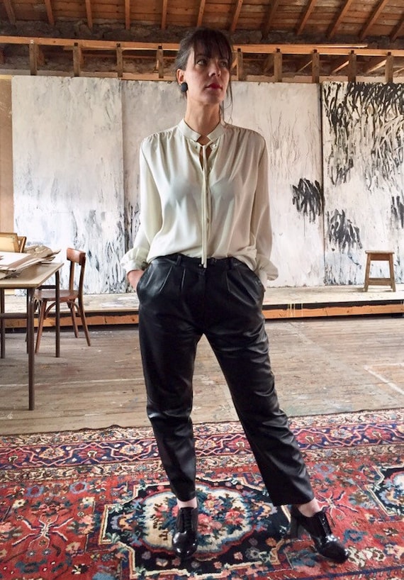 Black leather trousers