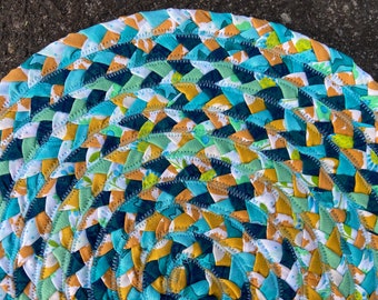 Teal and cheddar tablemat 14”