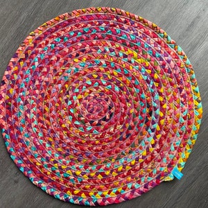 Scrappy batik table centerpiece 19”