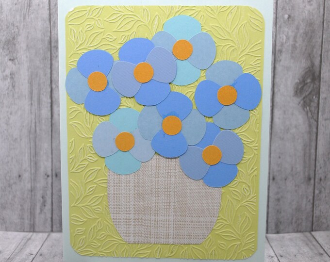 Forget Me Not Card: Flower Bouquet, Embossed background