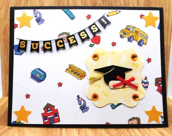 Success Banner Preschool Kindergarten Elementary Promotion Graduation Card, Blank Greeting Card
