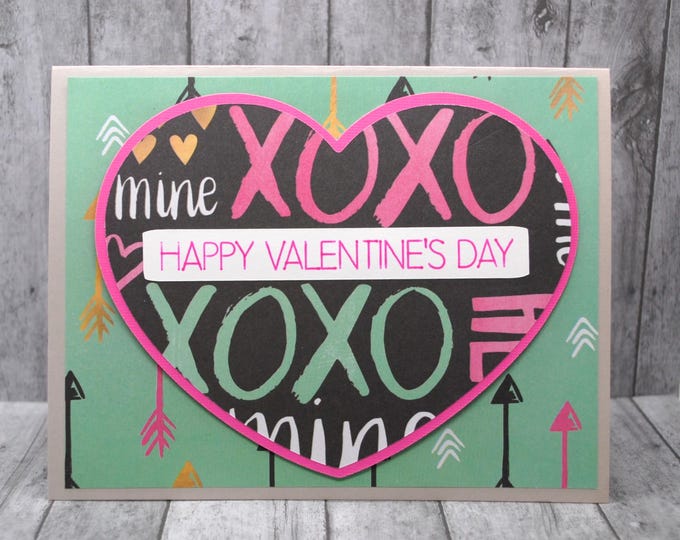 Happy Valentine's Day Card: Teal & Pink XOXO