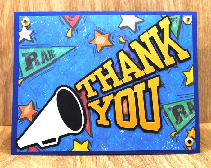 Megaphone with Pennants Thank You Appreciation Card, Blank Greeting Card