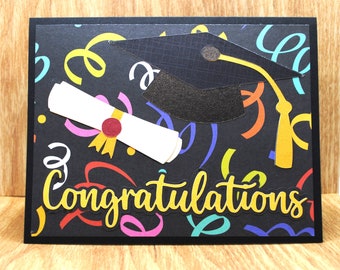 Congratulations Graduate with Confetti Graduation Card, Blank Greeting Card