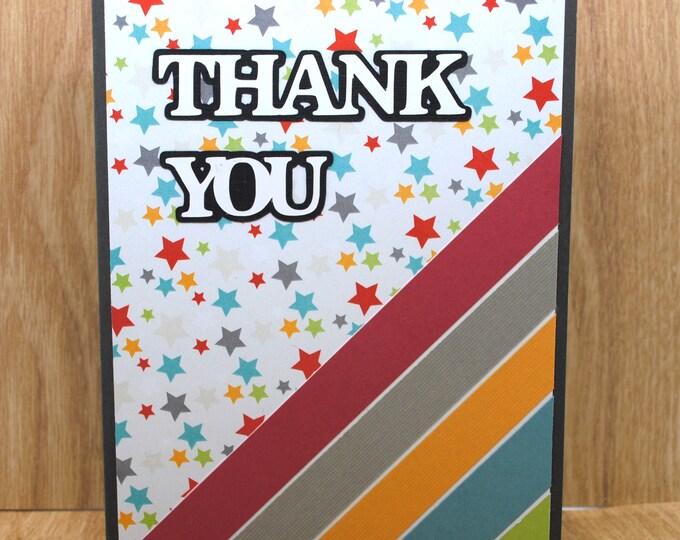 Stripes & Stars Thank You Card, Blank Greeting Card