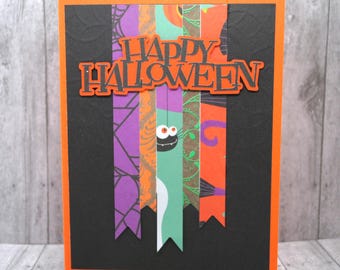 Happy Halloween Card: Smiley Spider Banner