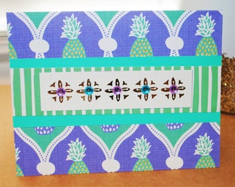 Jeweled Pineapple Blank Note Card
