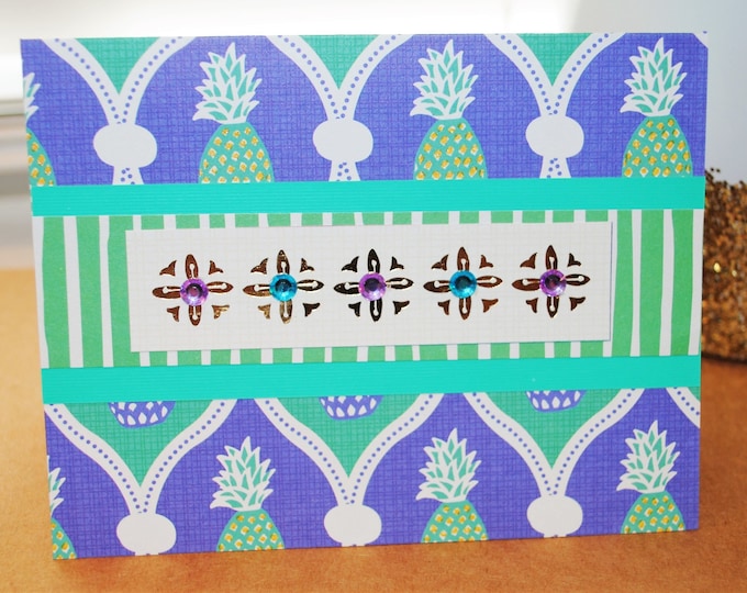 Jeweled Pineapple Blank Note Card