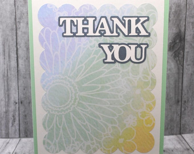 Pastel Floral Thank You Card, Blank Greeting Card