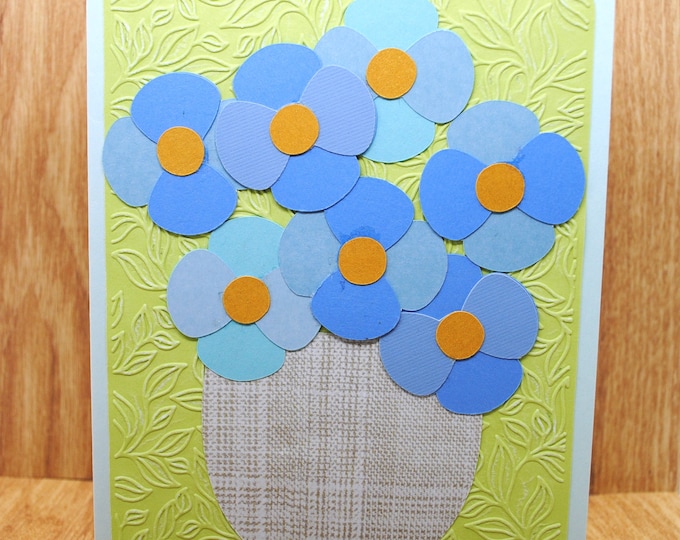 Forget Me Not Flower Bouquet Card, Blank Greeting Card