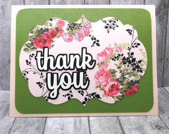 Roses Thank You Card, Blank Greeting Card