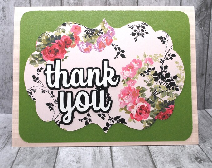 Roses Thank You Card, Blank Greeting Card