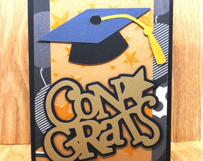 Congrats Stars & Balloons Graduation Card, Blank Greeting Card