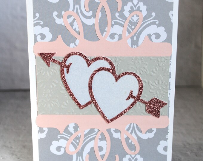 Pierced Hearts Love Card, Blank Greeting Card