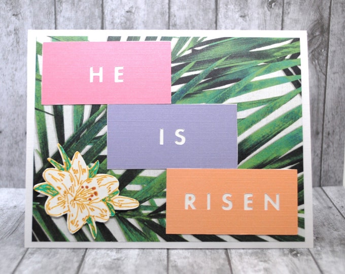 Religious Easter Card: He Is Risen, Palm Leaf