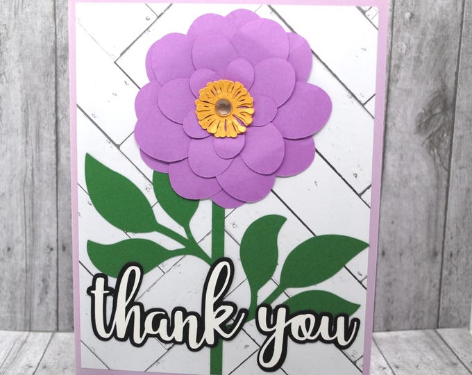 Purple Rose Thank You Card: Layered Single flower