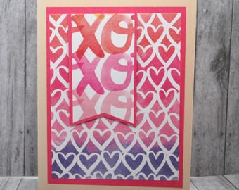 Valentine Love Card: XOXOXO, pink and red