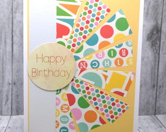 Sunburst Birthday Card: Multicolored triangles