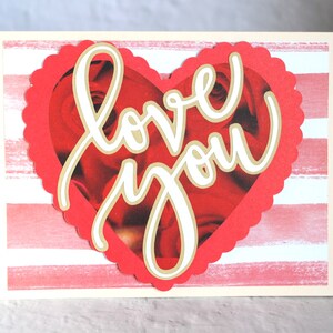 Red Stripes Love You Card, Blank Greeting Card