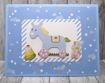 Baby Greeting Card: Nursery Toys, Blue