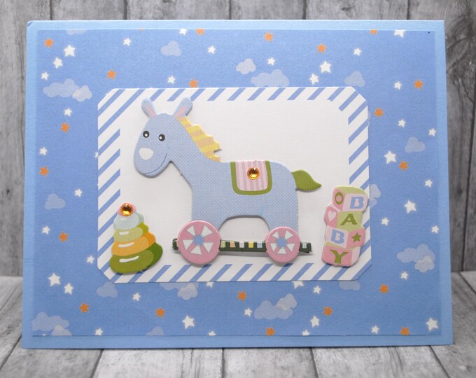 Baby Greeting Card: Nursery Toys, Blue