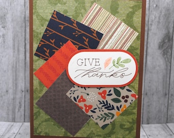 Give Thanks Greeting Card: Patterned Squares