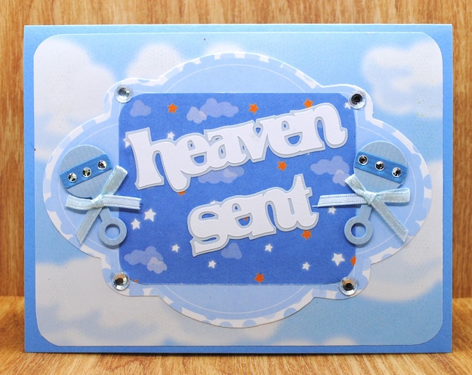 Heaven Sent Baby Card, Blank Greeting Card
