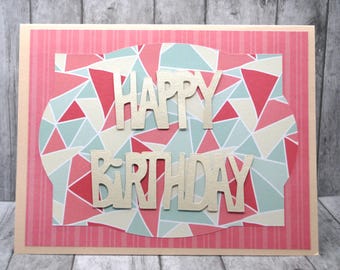 Geometric Birthday Card: Triangles & Shimmery Letters