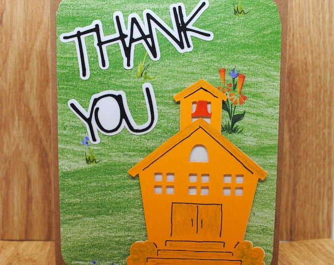 Thank You Schoolhouse - Teacher Appreciation - Thank You Card - Greeting Card - Blank Note Card