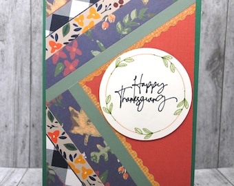 Happy Thanksgiving Greeting Card: Patchwork Strips