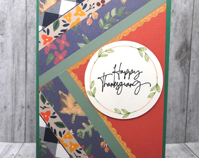 Happy Thanksgiving Greeting Card: Patchwork Strips