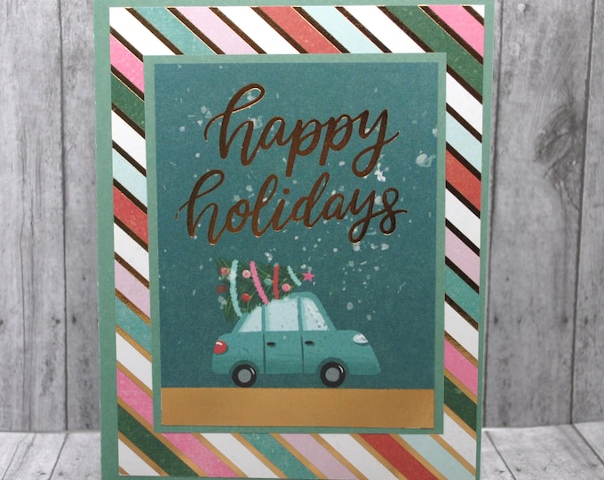 Happy Holidays Christmas Card - Candy Stripes