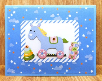 Baby Greeting Card: Nursery Toys, Blue