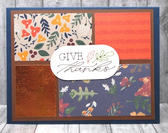 Give Thanks Greeting Card: Thanksgiving Squares