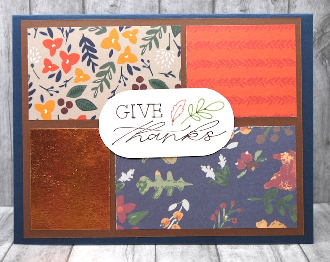 Give Thanks Greeting Card: Thanksgiving Squares