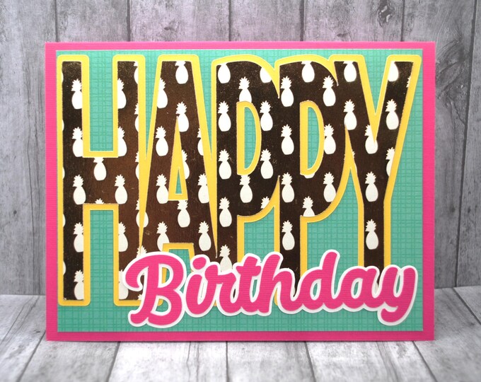 Pineapple Birthday Card: Gold foil, Tropical