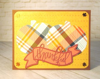 Thankful Pumpkins Thanksgiving Card: Orange Plaid