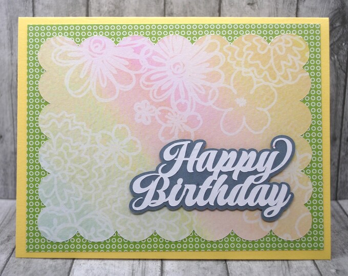 Cheery Birthday Card: Drawn Flowers and Rainbow