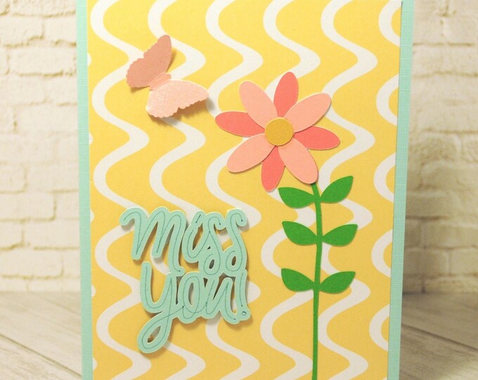 Single Flower Miss You Card, Blank Greeting Card
