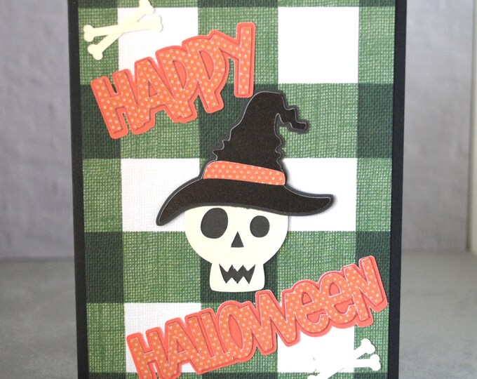 Witchy Skull Halloween Card, Blank Greeting Card