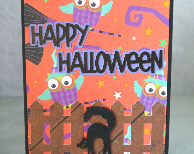 Witch Owls Halloween Card, Blank Greeting Card