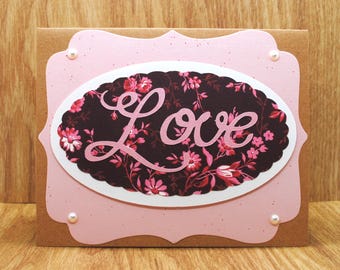 Love Greeting Card: Oval Flowers