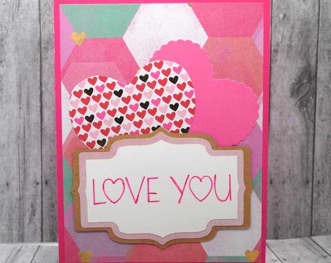 Love You Greeting Card: Hearts and Honeycomb