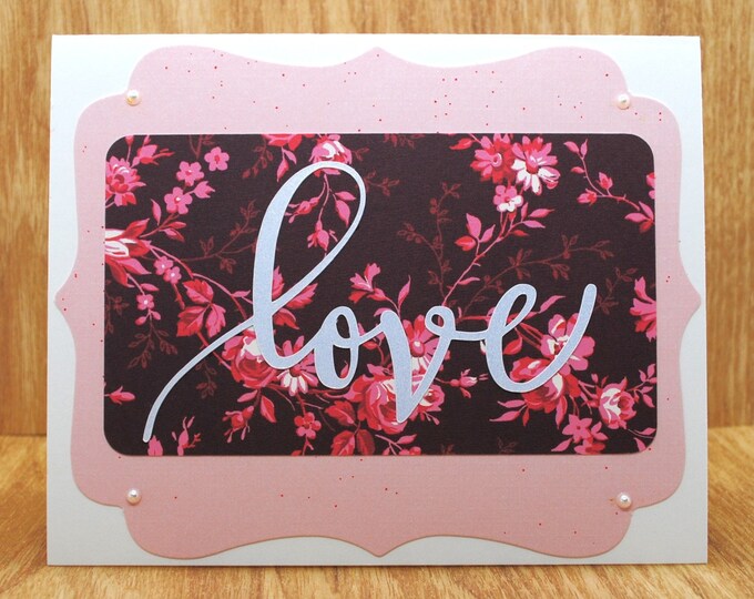 Love on Rectangle Flowers Blank Greeting Card