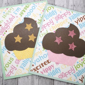 Your Choice - Stars & Words Birthday Cupcake Card - Greeting Card - Blank Note Card